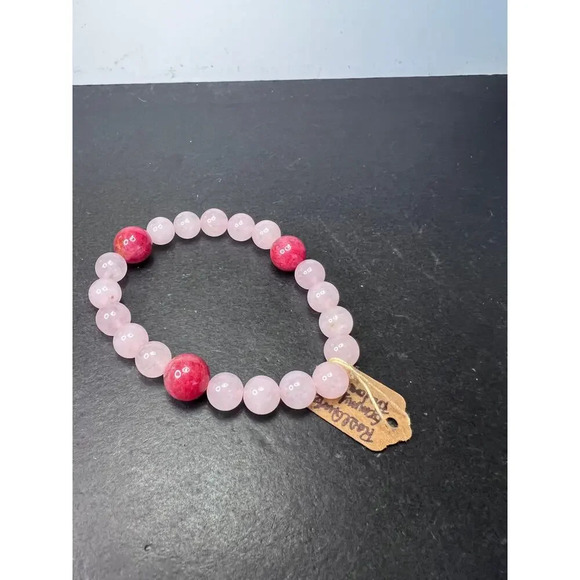 NEW Rose quartz and gemmy rhodonite stretch cord 7 inch bracelet - Picture 6 of 11